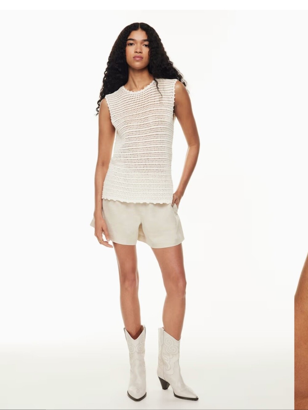Aritzia Wilfred "Peek" Crochet Knit Tank Top
